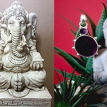 Bijoux indiens argent - Pendentif indien Améthyste