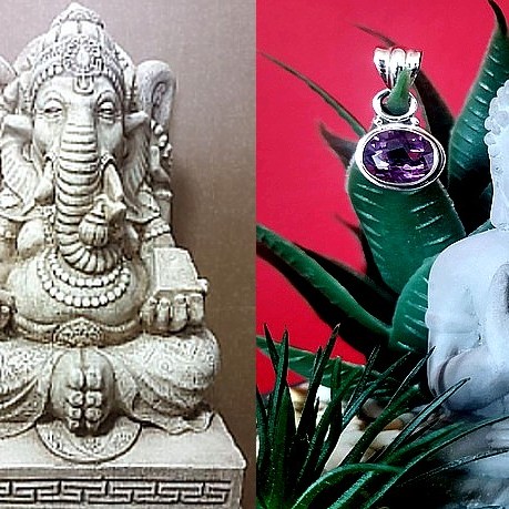 Bijoux indiens argent - Pendentif indien Améthyste