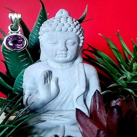 Bijoux indiens argent - Pendentif indien Améthyste