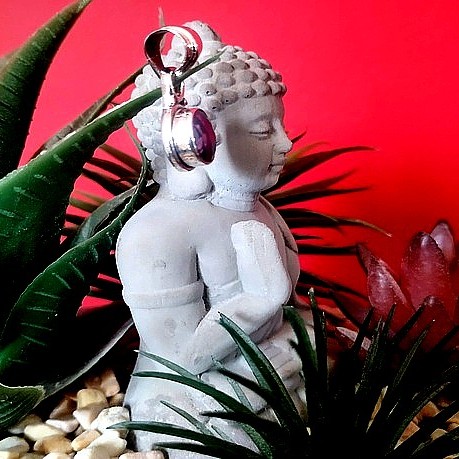 Bijoux indiens argent - Pendentif indien Améthyste
