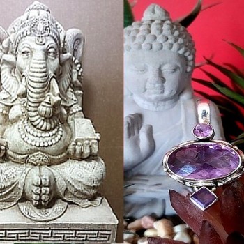 Bijoux indiens argent - Pendentif indien Améthyste