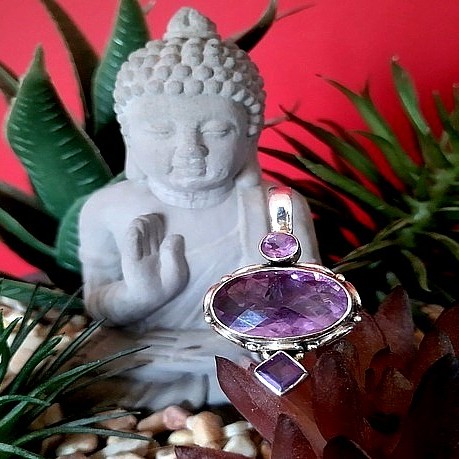 Bijoux indiens argent - Pendentif indien Améthyste