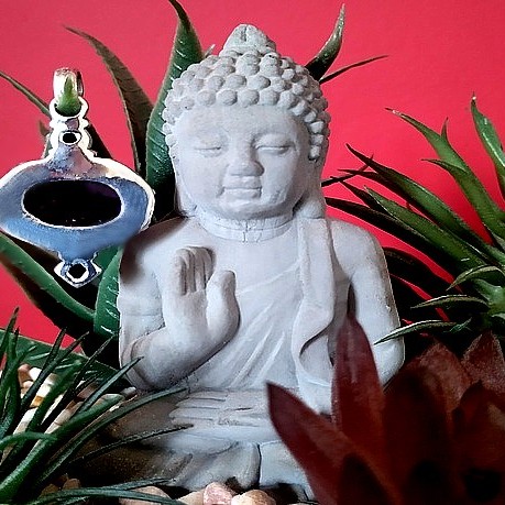 Bijoux indiens argent - Pendentif indien Améthyste