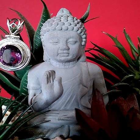 Bijoux indiens argent - Pendentif indien Améthyste