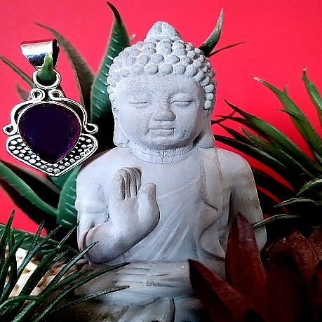 Bijoux indiens argent - Pendentif indien Améthyste