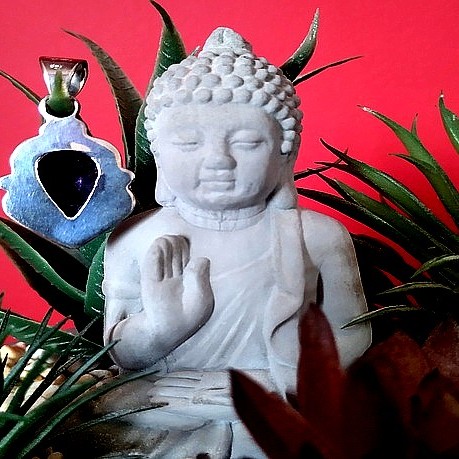 Bijoux indiens argent - Pendentif indien Améthyste