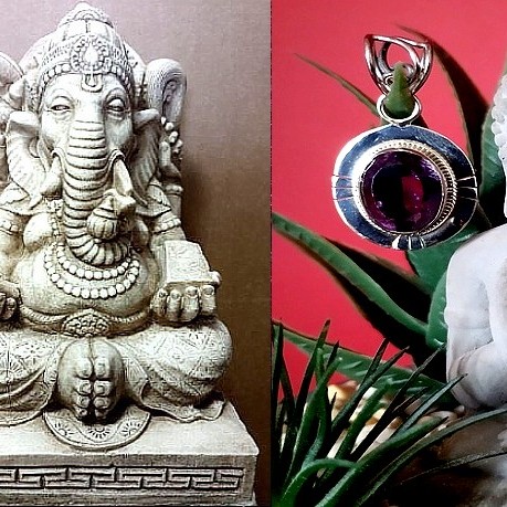 Bijoux indiens argent - Pendentif indien Améthyste