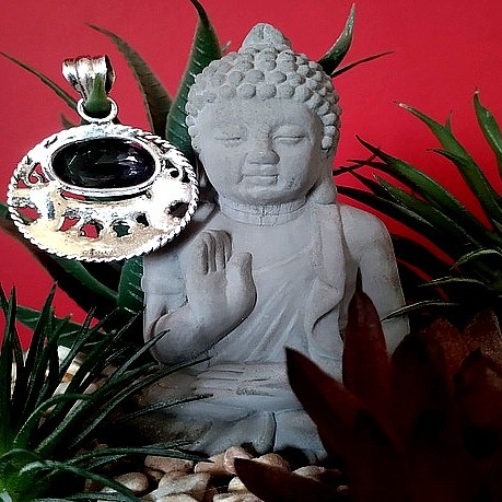 Bijoux indiens argent - Pendentif indien Améthyste