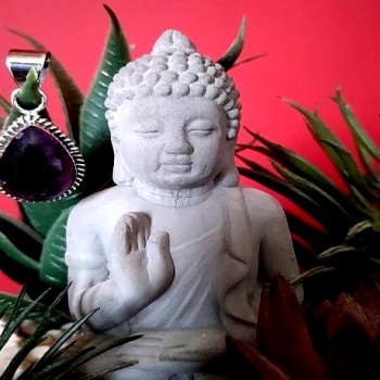 Bijoux indiens argent - Pendentif indien Améthyste