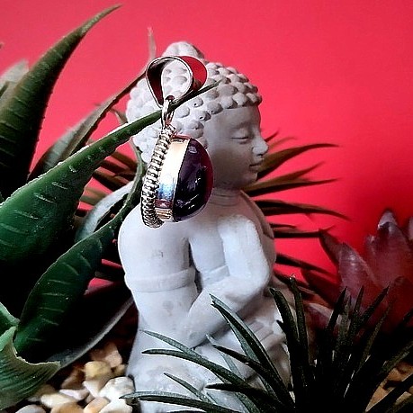 Bijoux indiens argent - Pendentif indien Améthyste