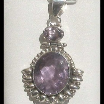 Bijoux indiens argent - Pendentif indien Améthyste