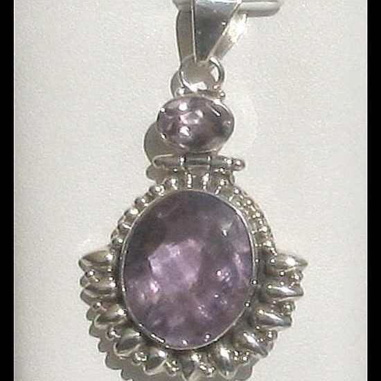 Bijoux indiens argent - Pendentif indien Améthyste