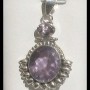 Bijoux indiens argent - Pendentif indien Améthyste