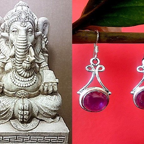 Bijoux indiens argent - Boucles d'Oreilles indiennes Améthyste