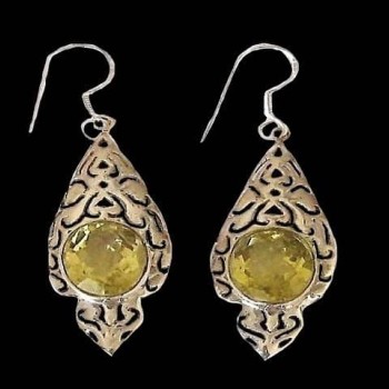 Boucles d'oreilles indiennes Citrine - Bijoux indiens