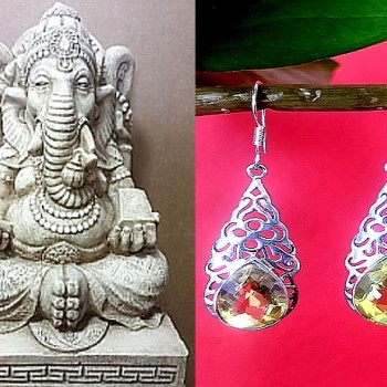 Boucles d'oreilles indiennes Citrine - Bijoux indiens