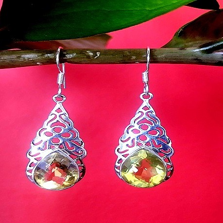 Boucles d'oreilles indiennes Citrine - Bijoux indiens