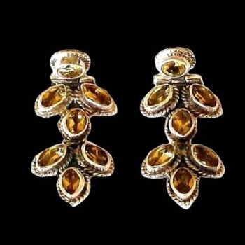 Boucles d'oreilles indiennes Citrine - Bijoux indiens