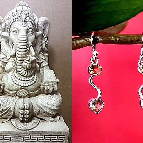 Bijoux argent citrine - Boucles d'oreilles indiennes