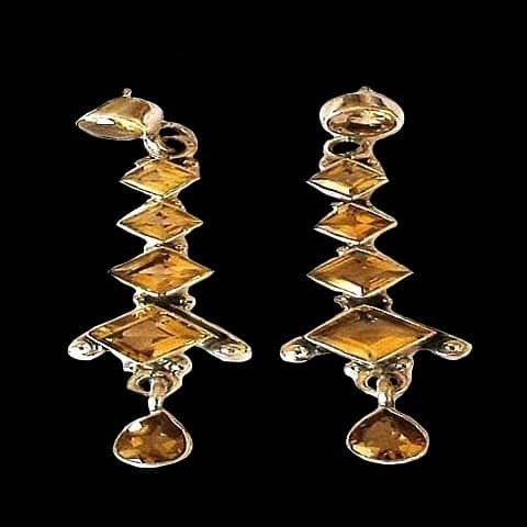 Boucles d'oreilles indiennes Citrine - Bijoux indiens
