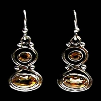 Boucles d'oreilles indiennes Citrine - Bijoux indiens