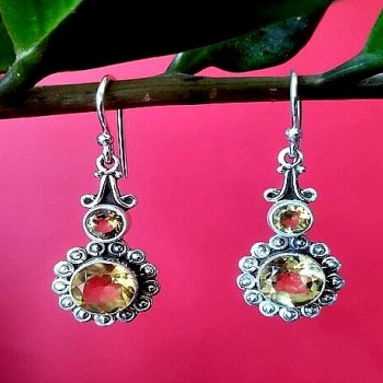 Boucles d'oreilles indiennes Citrine - Bijoux indiens