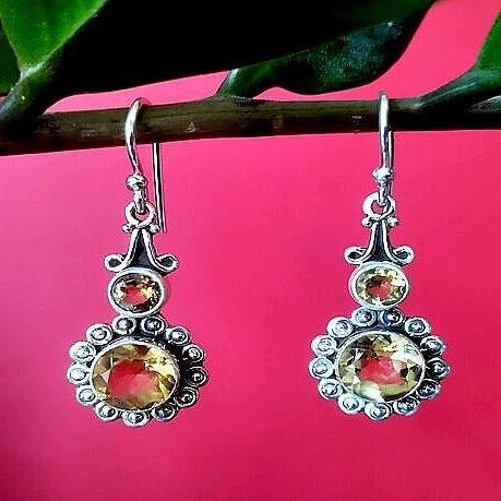 Boucles d'oreilles indiennes Citrine - Bijoux indiens