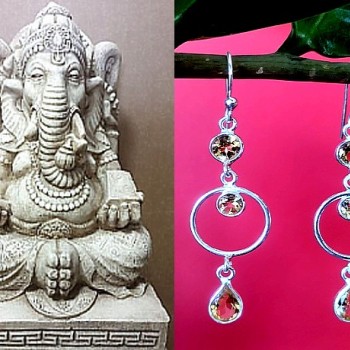 Boucles d'oreilles indiennes Citrine - Bijoux indiens