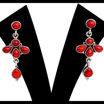 Boucles d'Oreilles indiennes Corail - Bijoux indiens