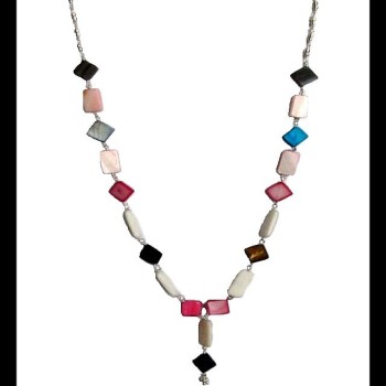 Collier indien de création en calcédoine et argent