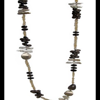 Bijoux indiens - Création Collier Citrine, Quartz Fumé, Nacre