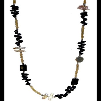 Bijoux indiens - Création Collier Citrine, Nacre, Onyx, Spinel, Nacre