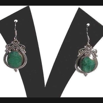 Bijoux indiens - Création Boucles d'oreilles Emeraude