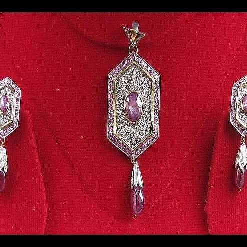 Bijoux indiens - Parure indienne avec saphir étoilé et diamant
