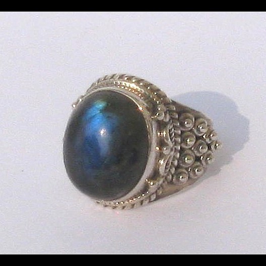 Bague indienne en argent et Labradorite - Bijoux indiens