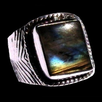 Bague indienne en argent et Labradorite - Bijoux indiens