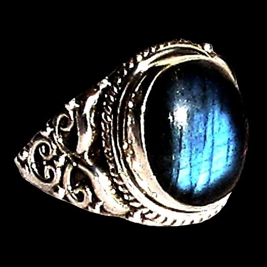 Bague indienne en argent et Labradorite - Bijoux indiens