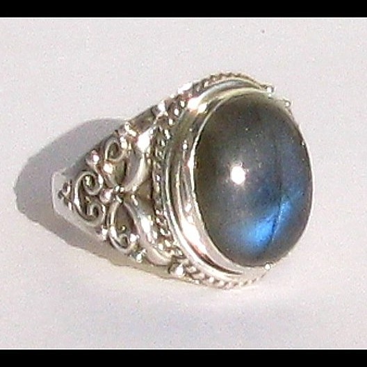 Bague indienne en argent et Labradorite - Bijoux indiens