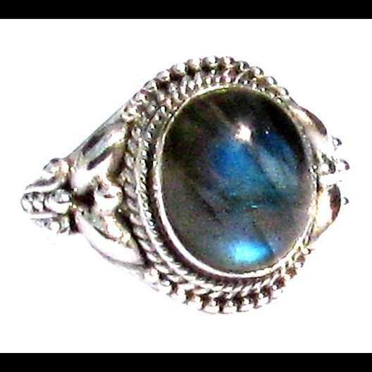 Bague indienne en argent et Labradorite - Bijoux indiens