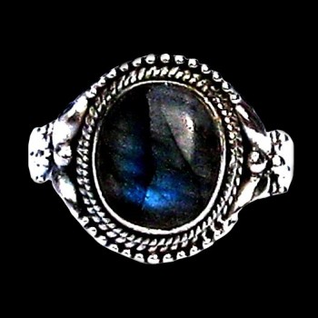 Bague indienne en argent et Labradorite - Bijoux indiens