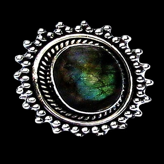 Bague indienne en argent et Labradorite - Bijoux indiens