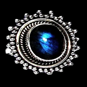 Bague indienne en argent et Labradorite - Bijoux indiens