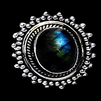 Bague indienne en argent et Labradorite - Bijoux indiens