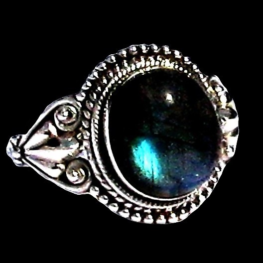Bague indienne en argent et Labradorite - Bijoux indiens