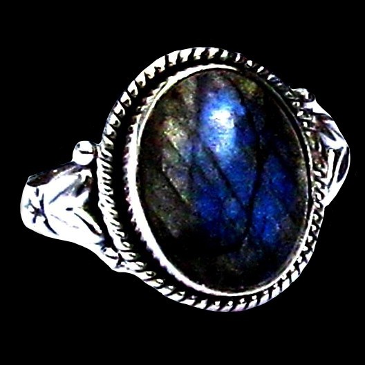 Bague indienne en argent et Labradorite - Bijoux indiens