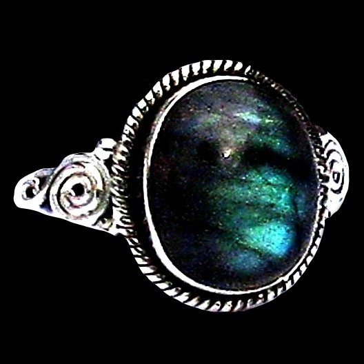 Bague indienne en argent et Labradorite - Bijoux indiens