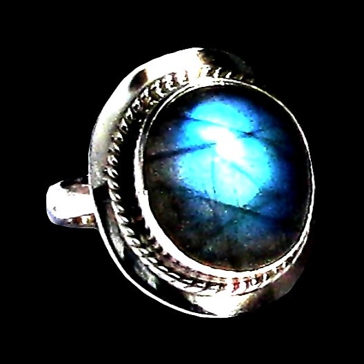 Bague indienne en argent et Labradorite - Bijoux indiens