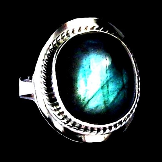 Bague indienne en argent et Labradorite - Bijoux indiens