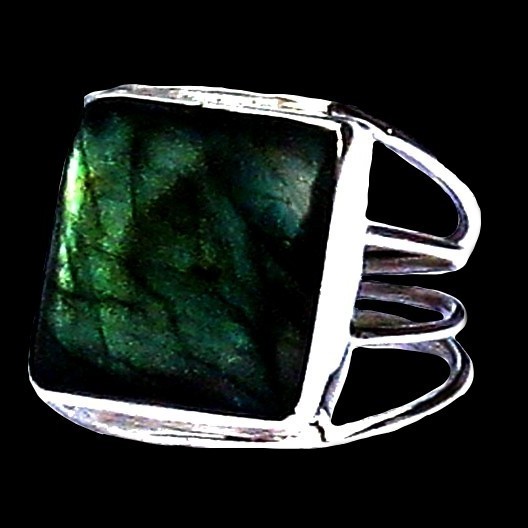 Bague indienne en argent et Labradorite - Bijoux indiens