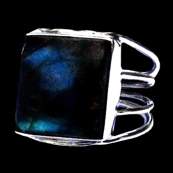 Bague indienne en argent et Labradorite - Bijoux indiens